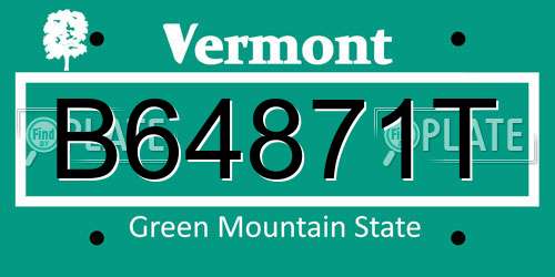 B64871T Vermont License Plate