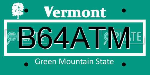 B64ATM Vermont License Plate
