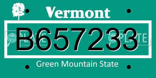 B657233 Vermont License Plate