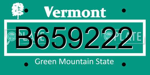 B659222 Vermont License Plate