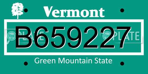 B659227 Vermont License Plate