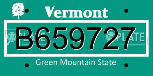 B659727 Vermont License Plate