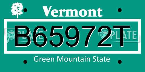 B65972T Vermont License Plate