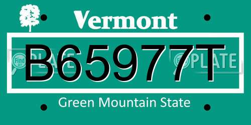 B65977T Vermont License Plate