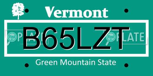 B65LZT Vermont License Plate