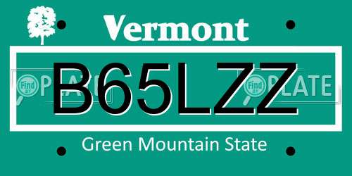 B65LZZ Vermont License Plate