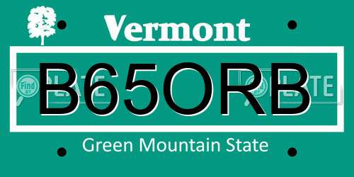 B65ORB Vermont License Plate