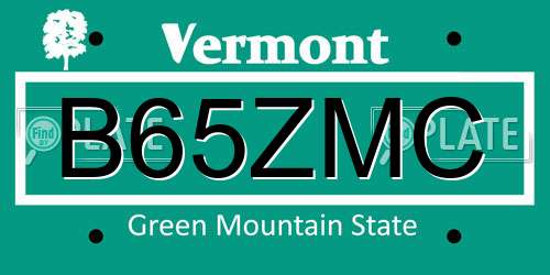 B65ZMC Vermont License Plate