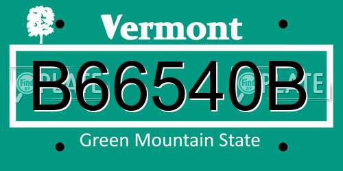 B66540B Vermont License Plate