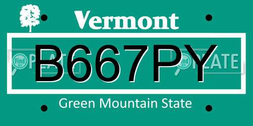 B667PY Vermont License Plate