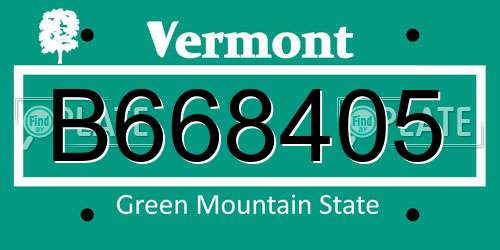 B668405 Vermont License Plate