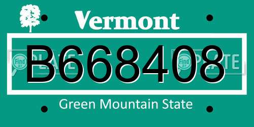 B668408 Vermont License Plate