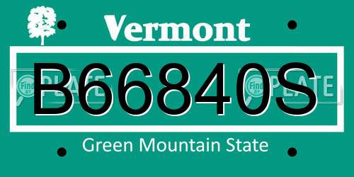 B66840S Vermont License Plate