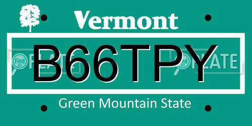 B66TPY Vermont License Plate