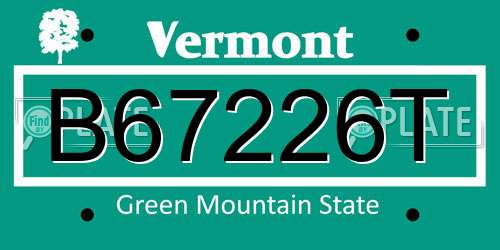B67226T Vermont License Plate