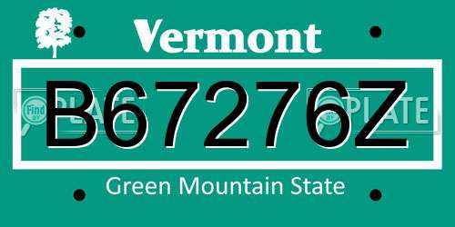 B67276Z Vermont License Plate