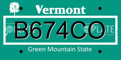 B674CO Vermont License Plate