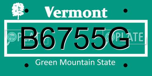 B6755G Vermont License Plate