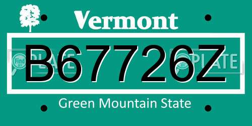 B67726Z Vermont License Plate