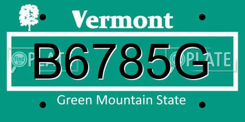 B6785G Vermont License Plate