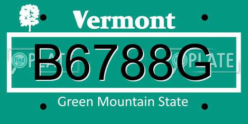 B6788G Vermont License Plate