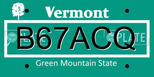 B67ACQ Vermont License Plate
