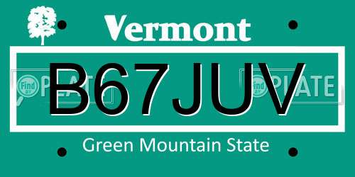B67JUV Vermont License Plate