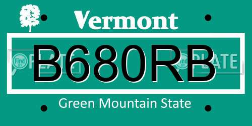 B680RB Vermont License Plate