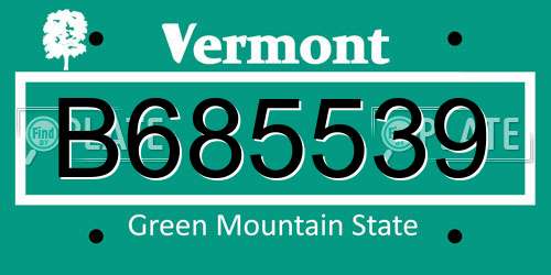 B685539 Vermont License Plate