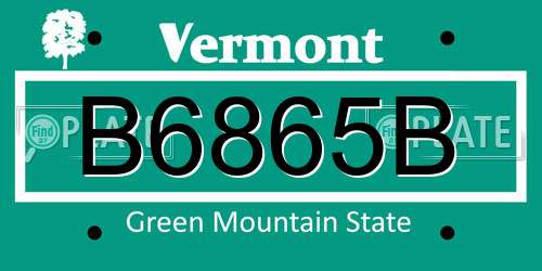 B6865B Vermont License Plate