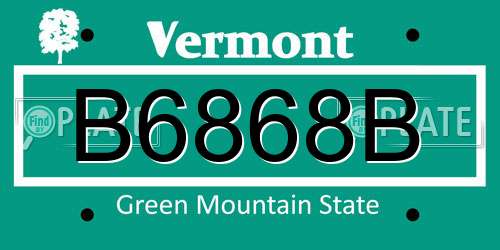 B6868B Vermont License Plate