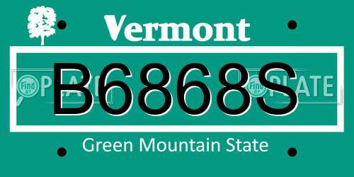B6868S Vermont License Plate