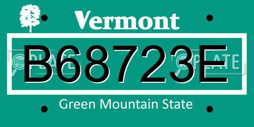 B68723E Vermont License Plate