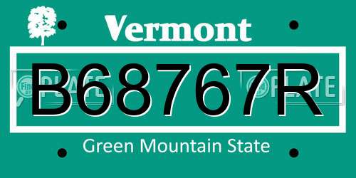 B68767R Vermont License Plate