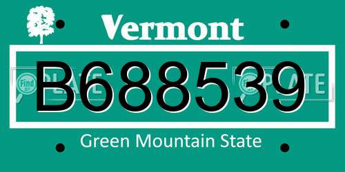 B688539 Vermont License Plate