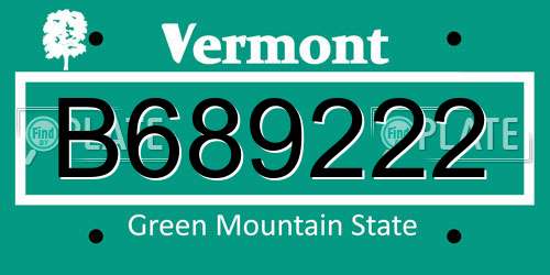 B689222 Vermont License Plate