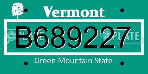 B689227 Vermont License Plate