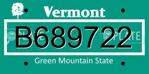 B689722 Vermont License Plate