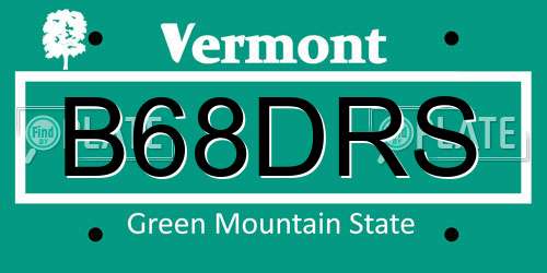 B68DRS Vermont License Plate
