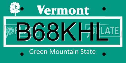 B68KHL Vermont License Plate