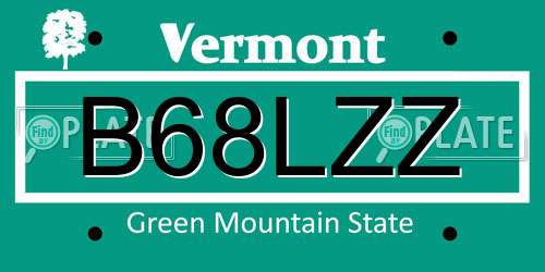 B68LZZ Vermont License Plate