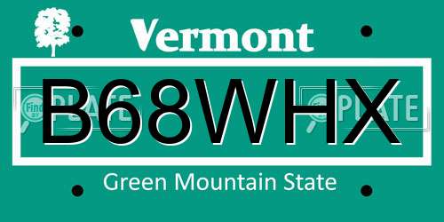B68WHX Vermont License Plate