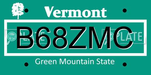 B68ZMC Vermont License Plate