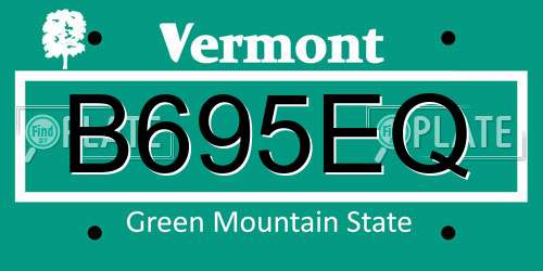 B695EQ Vermont License Plate