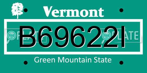B69622I Vermont License Plate