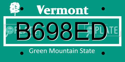 B698ED Vermont License Plate