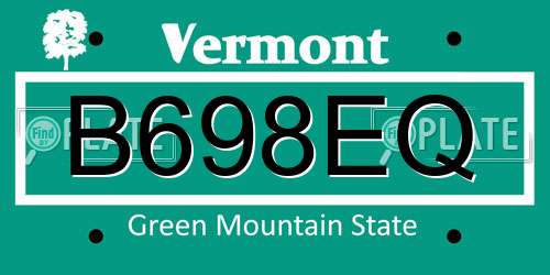 B698EQ Vermont License Plate