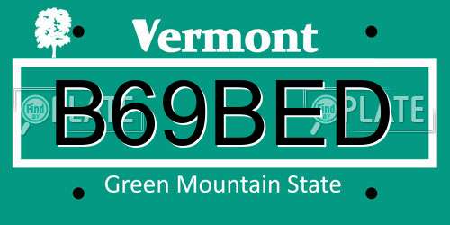 B69BED Vermont License Plate