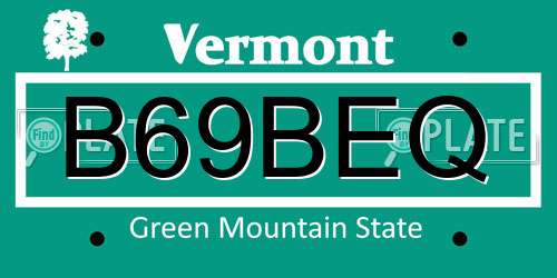 B69BEQ Vermont License Plate