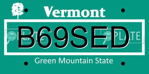 B69SED Vermont License Plate